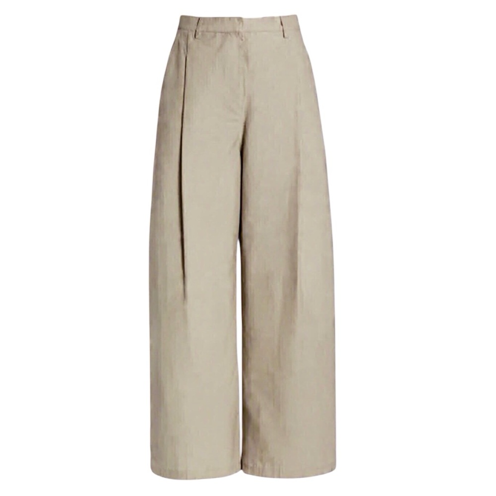 TWP Wide Leg Pants Light Khaki Pleat Front Green Street Size 10 - Picture 9 of 10